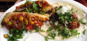 Vegan tamale and Soyrizo taco at Los Gorditos