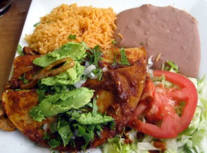 Three vegan enchiladas platter at Los Gorditos