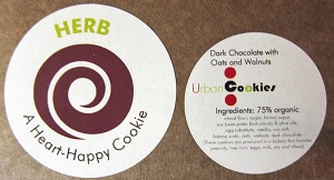 Urban Cookies vegan cookie label
