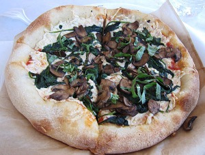 Pizza People mushroom and spinach vegan pizza
